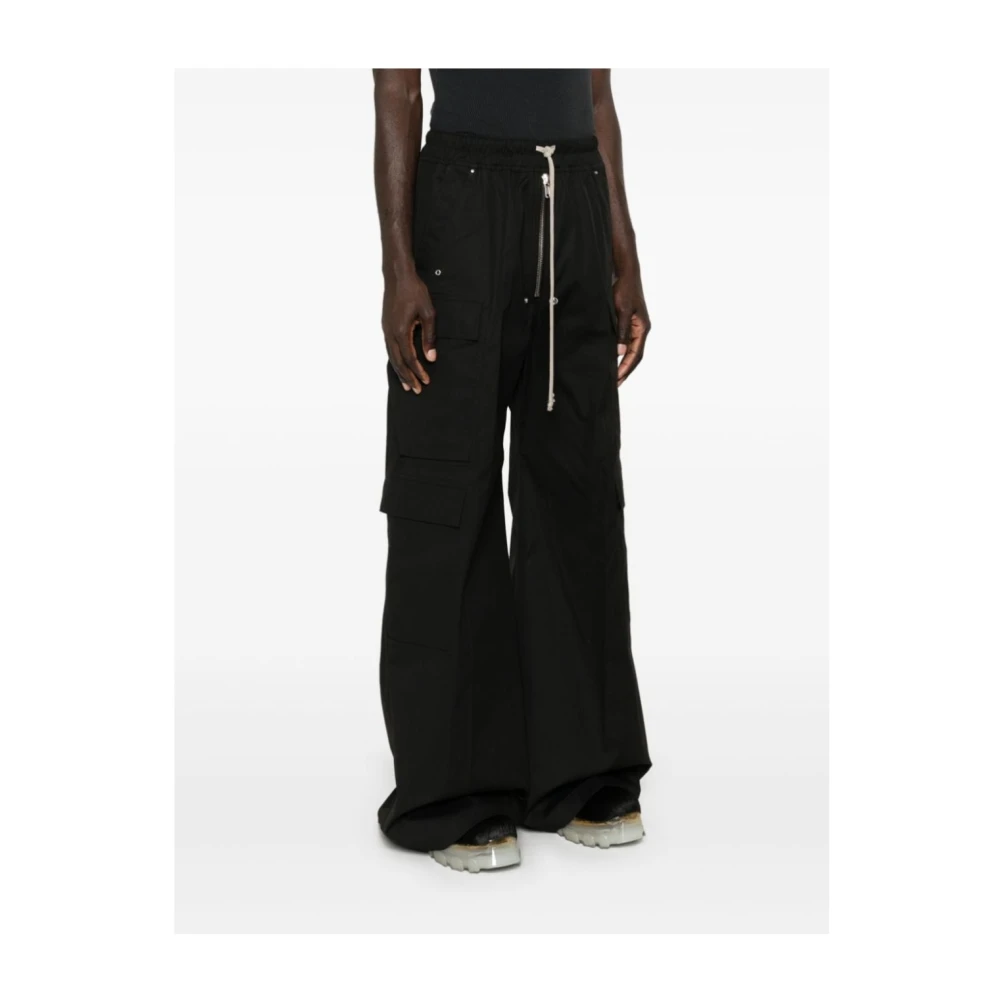 Rick Owens Cargo Broeken met Riemen en Wijde Pijpen Black Heren