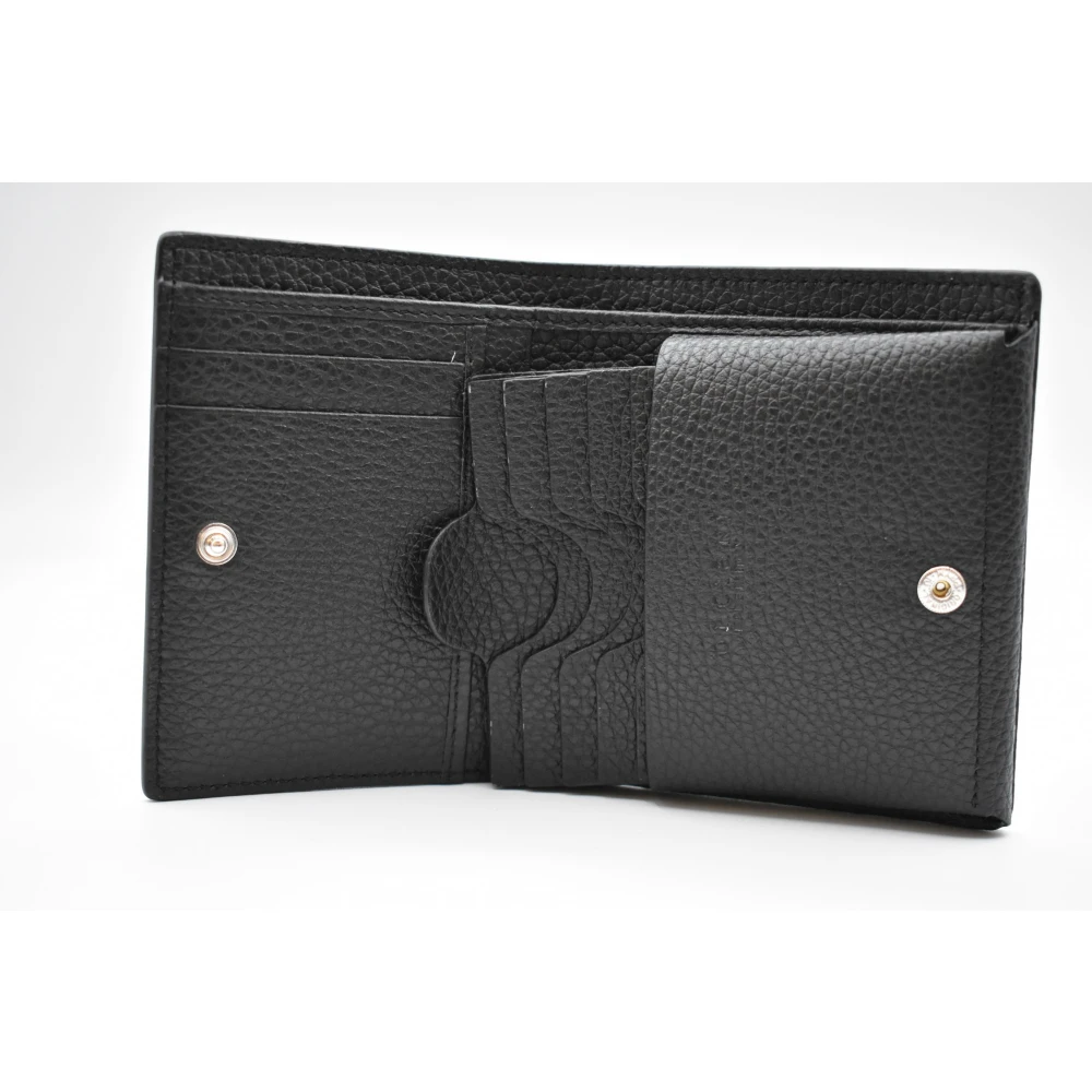 Orciani Zwarte Leren Portemonnee met Knoopsluiting Black Dames