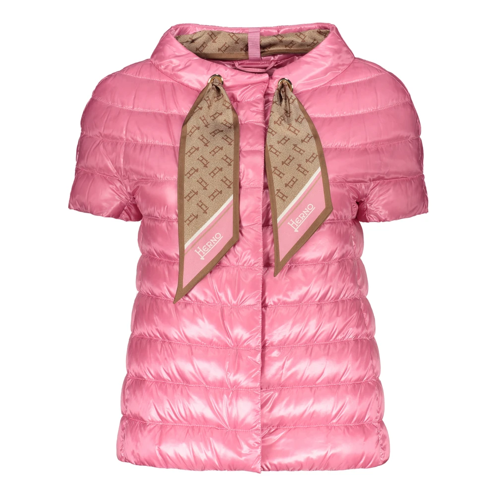 Herno Logo Sjaal Gewatteerde Jas met Zakken Pink Dames