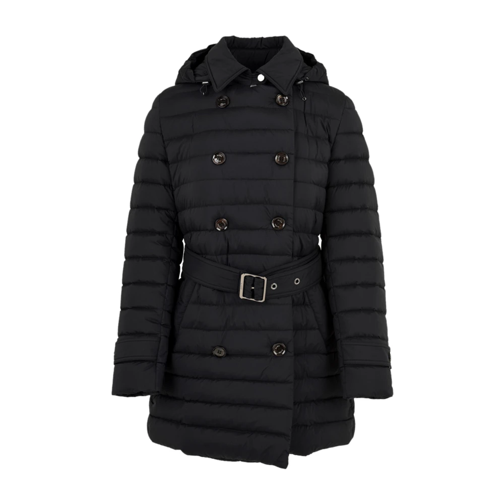 Moorer Women's Blue Down Jackets, Xs, Technical Down-Proof Jacket With Removable Hood And Belt