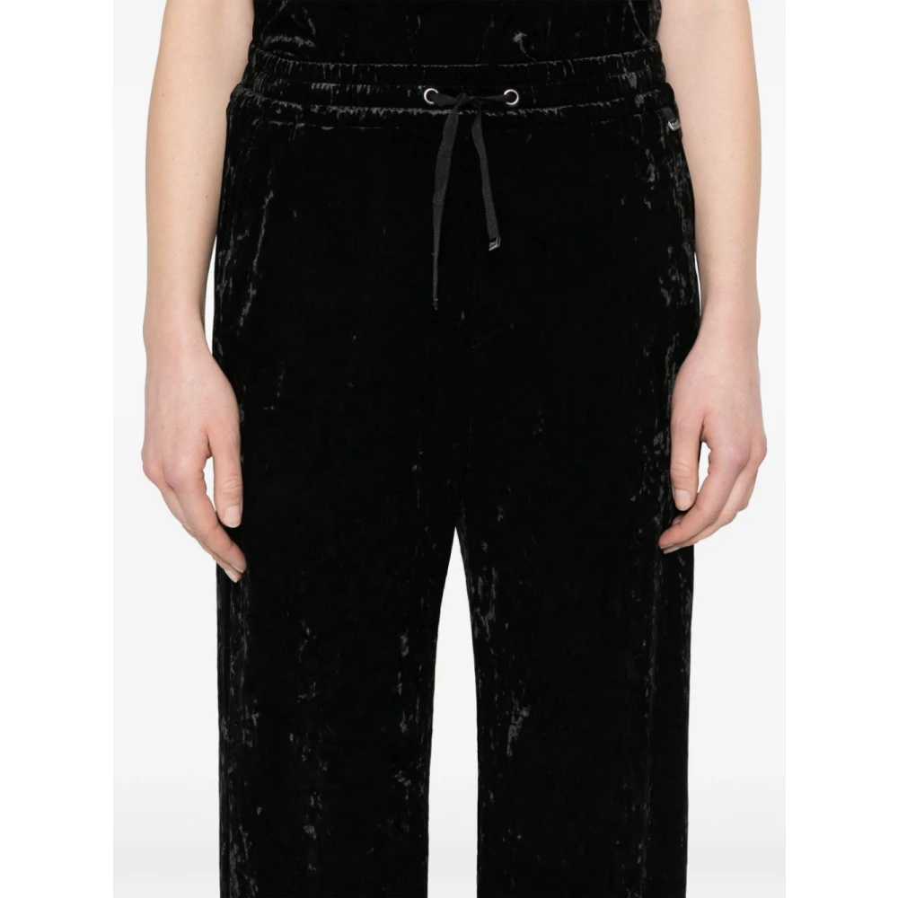 Herno Chenille Wide Leg Broek Black Dames