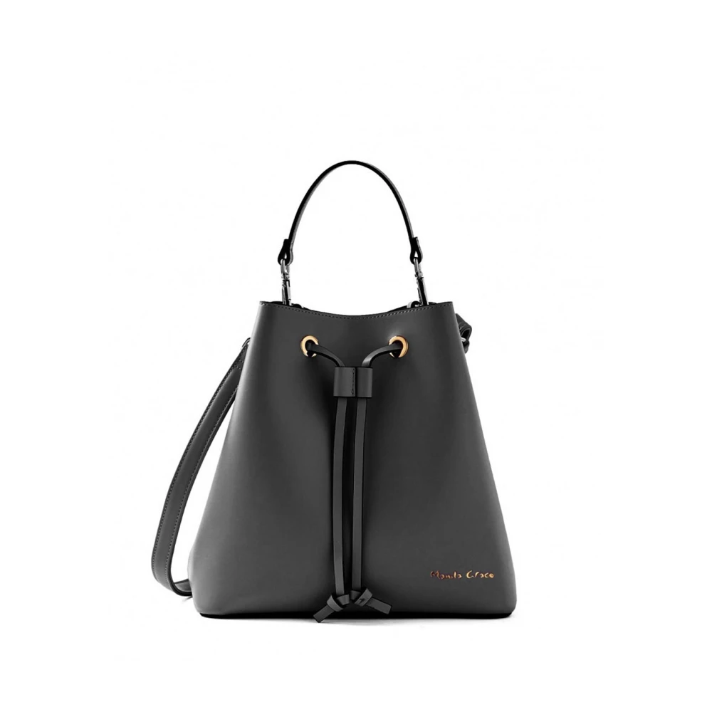 Manila Grace Zwarte Bucket Bag met Verstelbare Band Black Dames