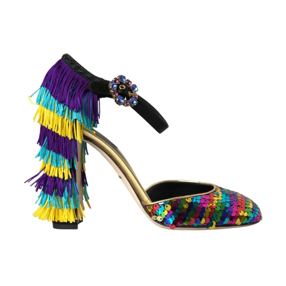 Dolce & Gabbana Women's Multicolor Sequin Crystal Mary Jane Heels