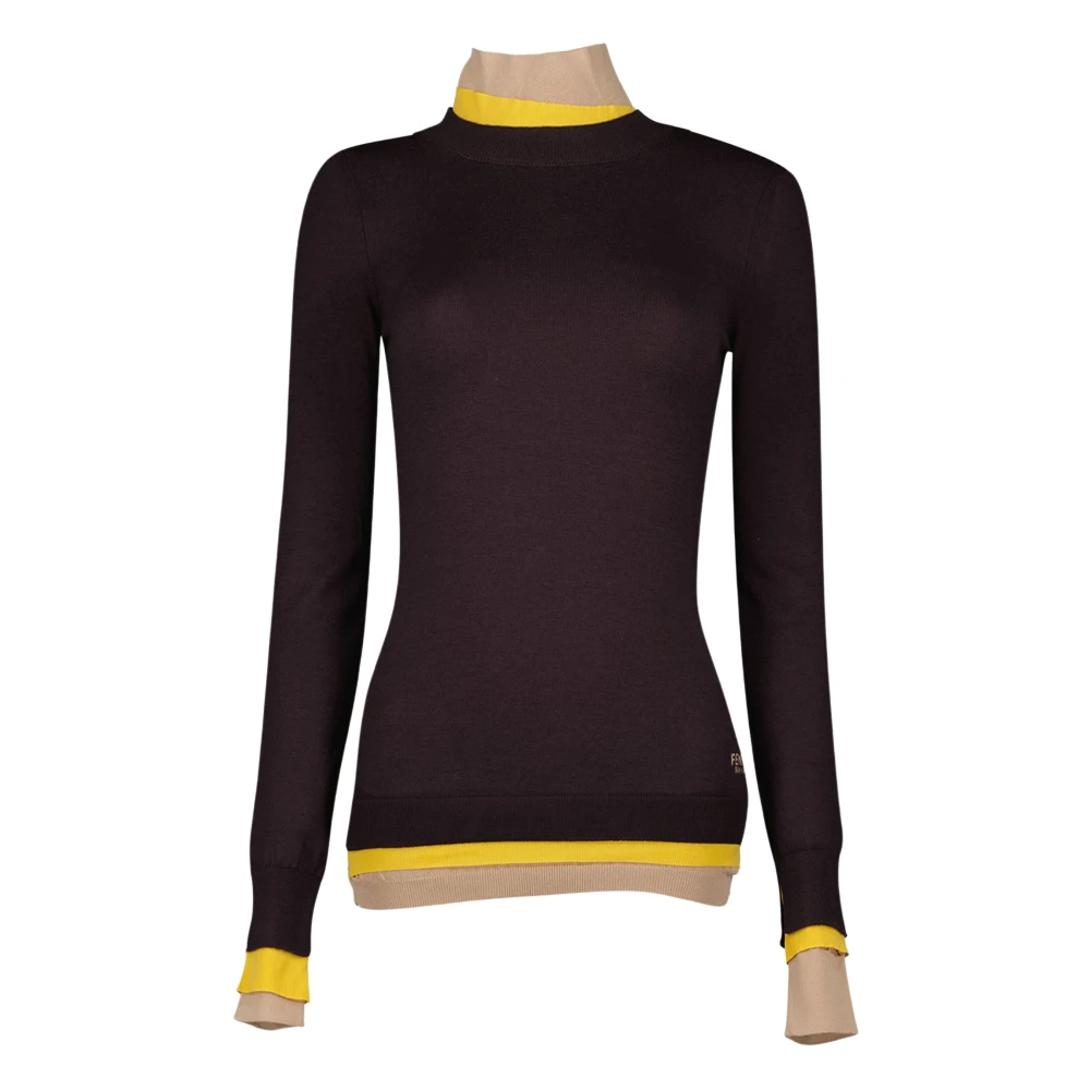 Fendi Women's Purple Wool Turtleneck Jumper - Turtlenecks - Xs - Knitwear