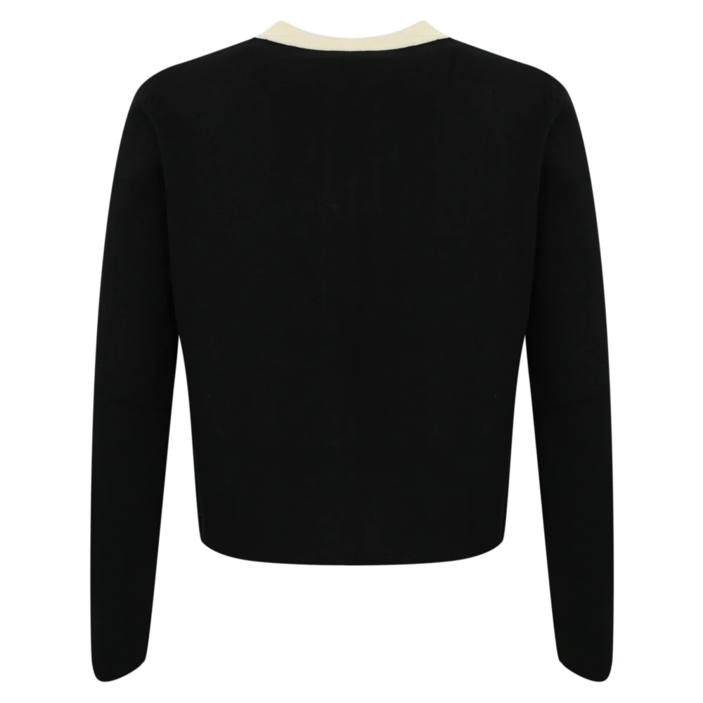 Max Mara Studio Contrast Cropped Viscose Jas Black Dames