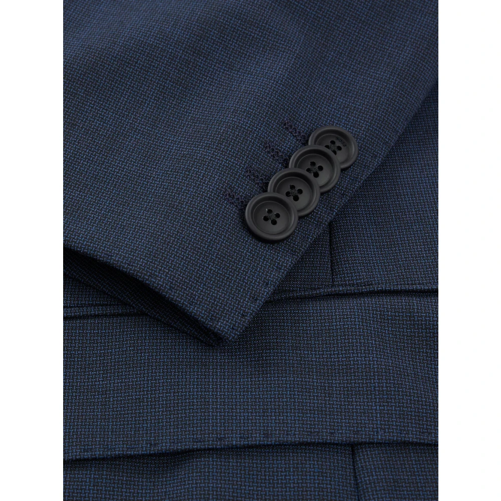 Hugo Boss Blauw Wolmix Slim Fit Pak Blue Heren
