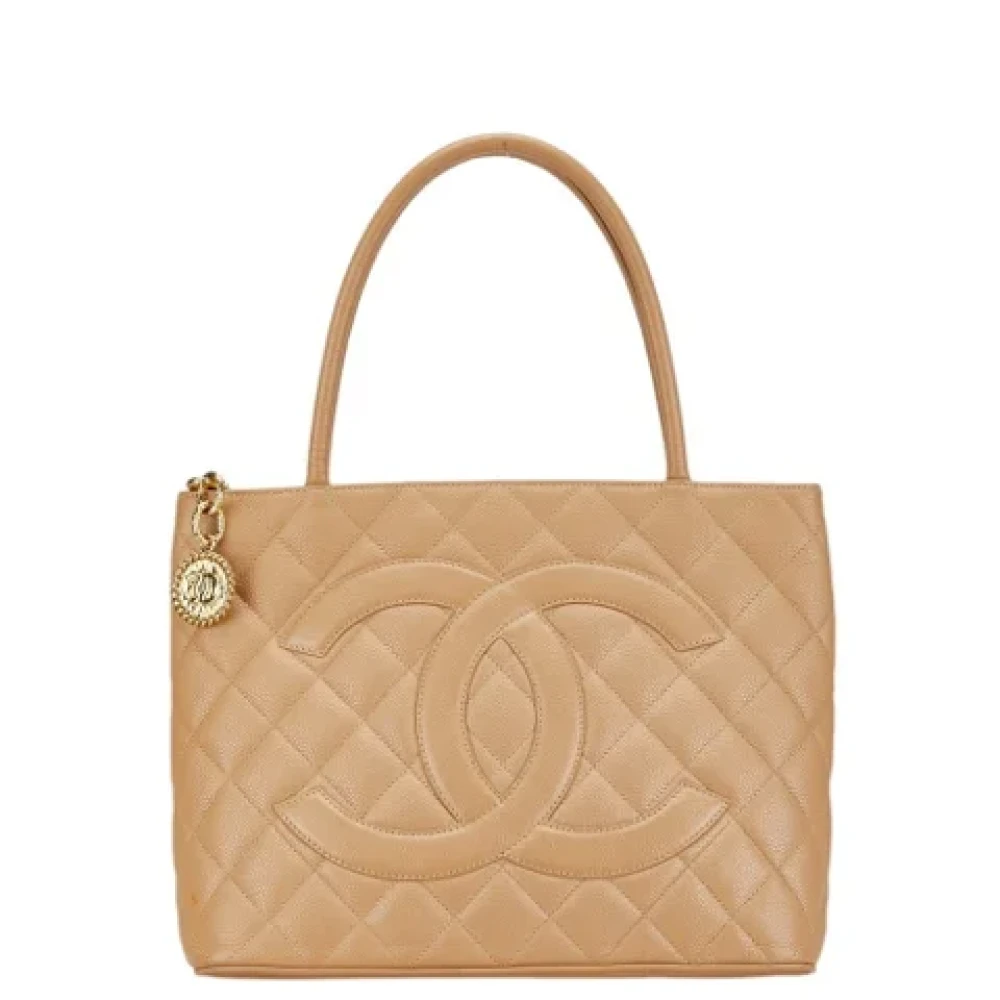 Chanel Vintage Pre-owned Leather handbags Beige Dames