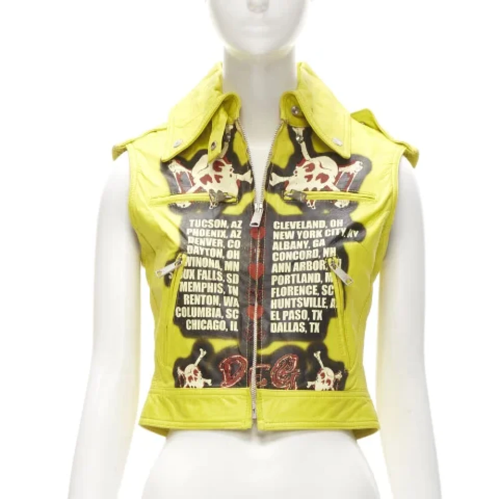 Dolce & Gabbana Pre-owned Leather outerwear Yellow Dames