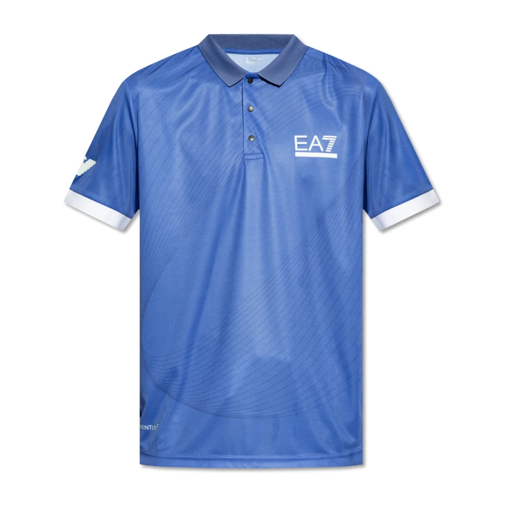 Emporio Armani EA7 Polo shirt met logo Blue Heren