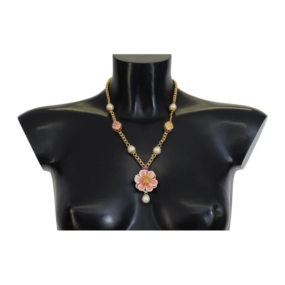 Dolce & Gabbana Damen Multicolor Goldener Kristall Blumen Anhänger Halskette