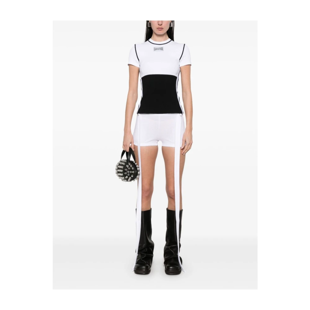 Jean Paul Gaultier Korte Mouw Katoenen T-shirt Wit Zwart White Dames