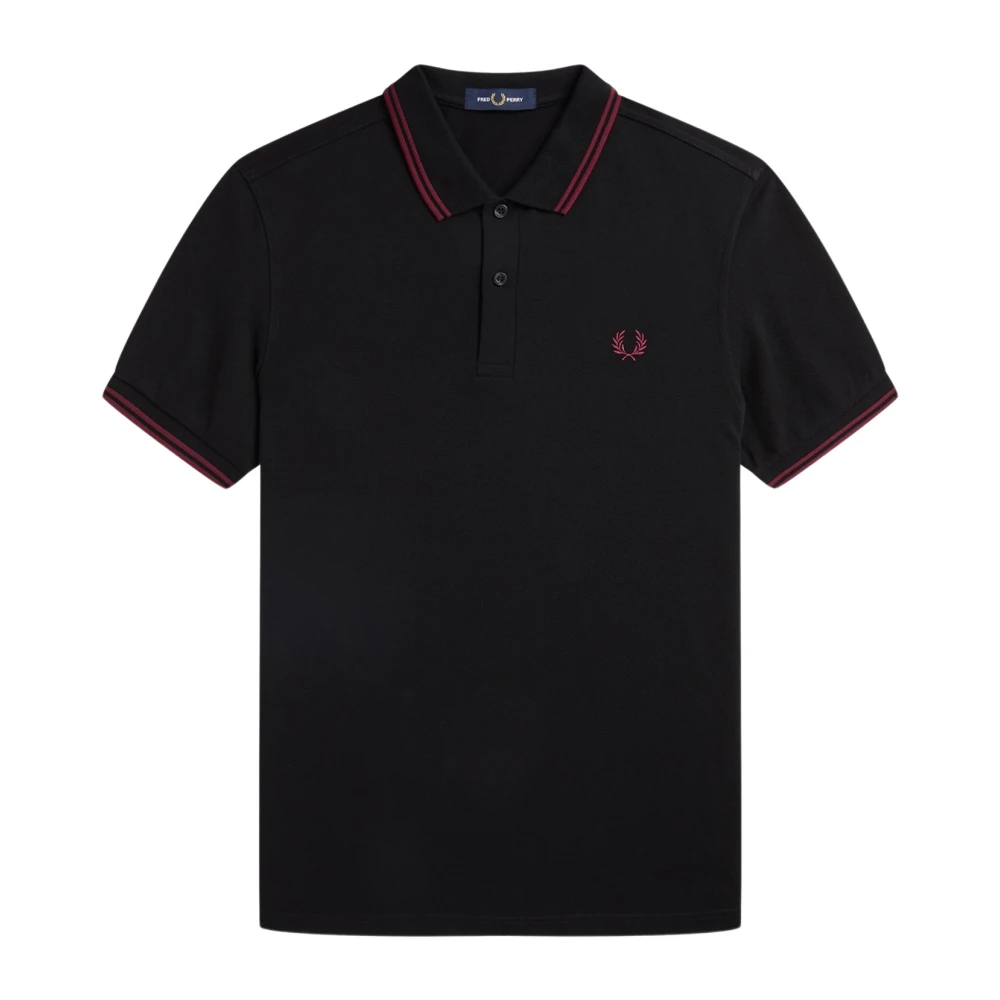 Fred Perry Slim Fit Twin Tipped Polo in Zwart Tawny Port Black Heren