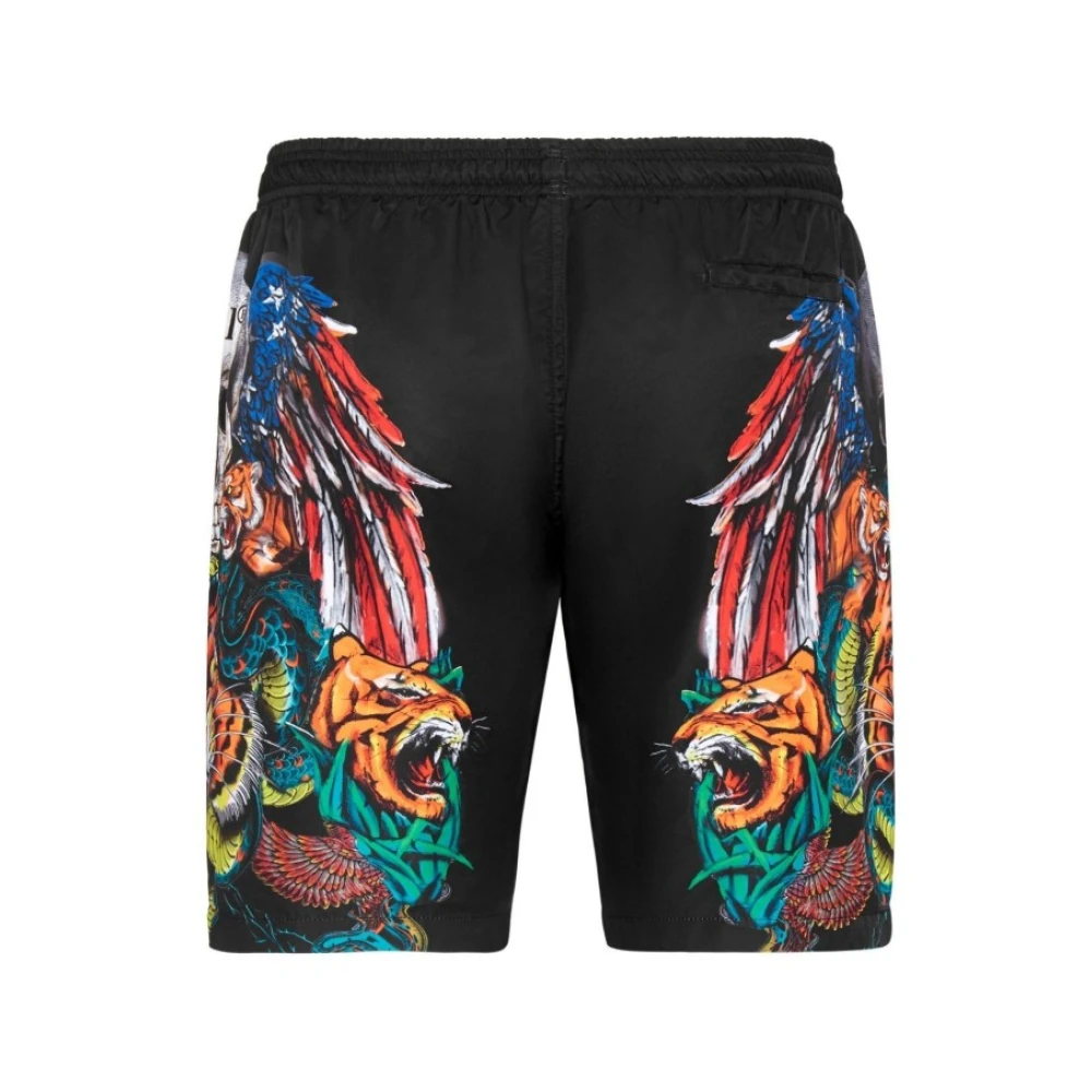 Philipp Plein Zwarte Heren Strand Shorts met Print Multicolor Heren