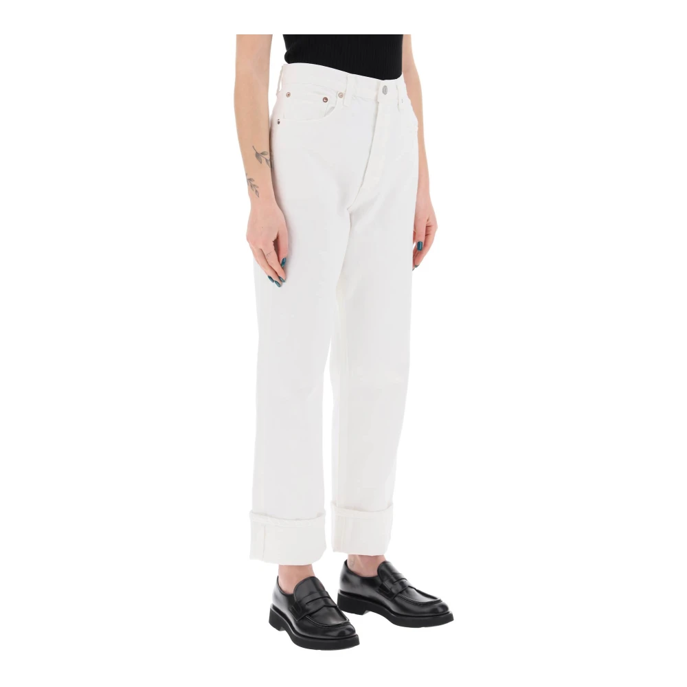 Agolde Straight Leg Jeans met lage taille White Dames