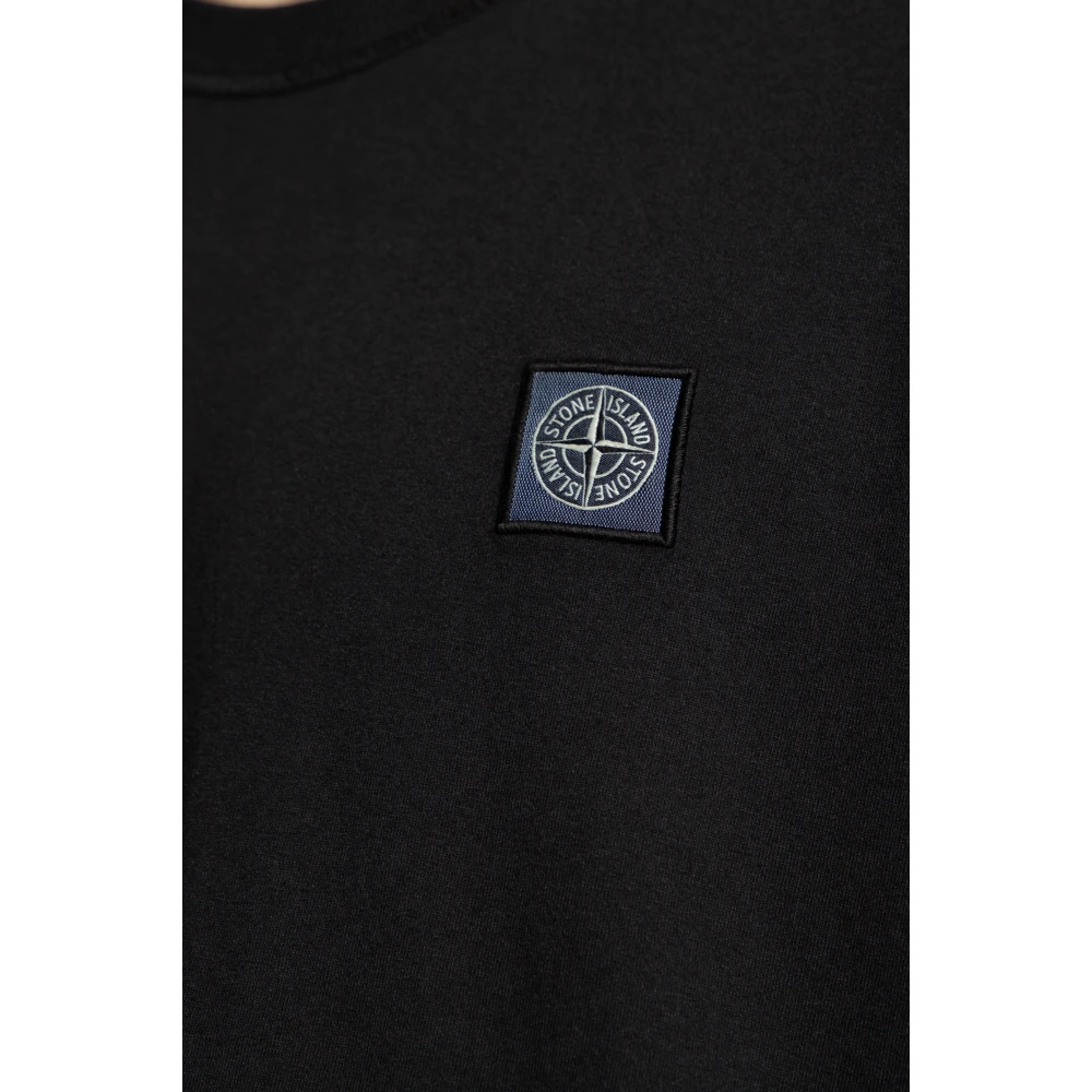Stone Island T-shirt met logo patch Black Heren