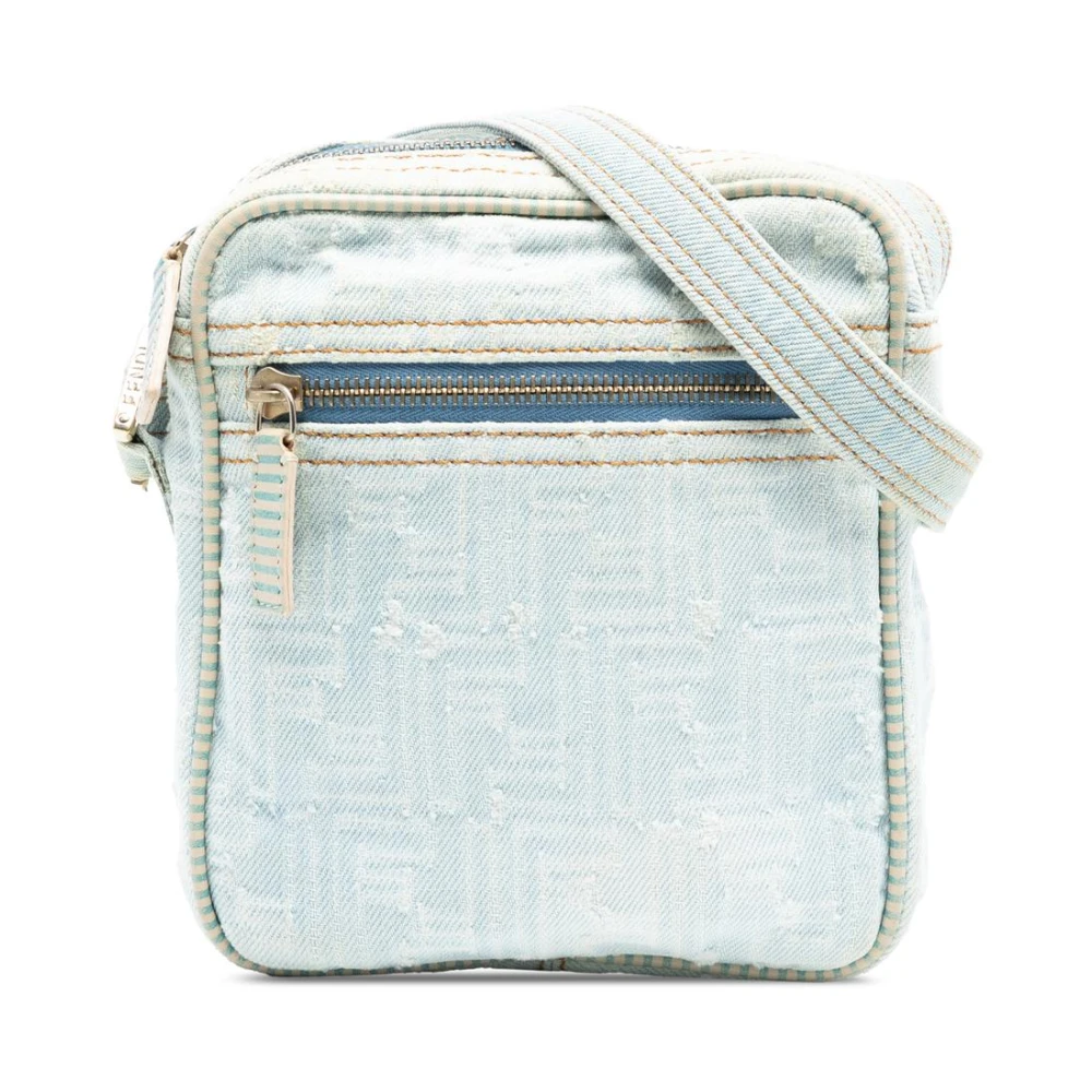 Fendi Vintage Women's Blue Pre-Owned Textured Crossbody Bag