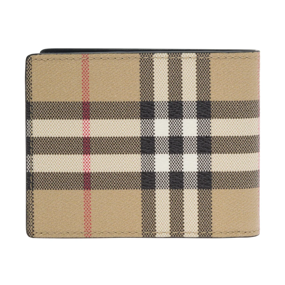 Burberry Beige Check Bi-Fold Portemonnee Multicolor Heren