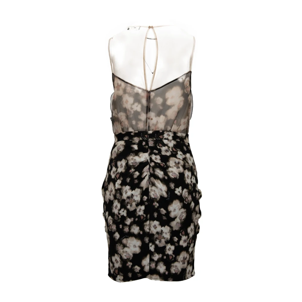 Elisabetta Franchi Korte Mouw Bloemenjurk met Rozendetail Black Dames