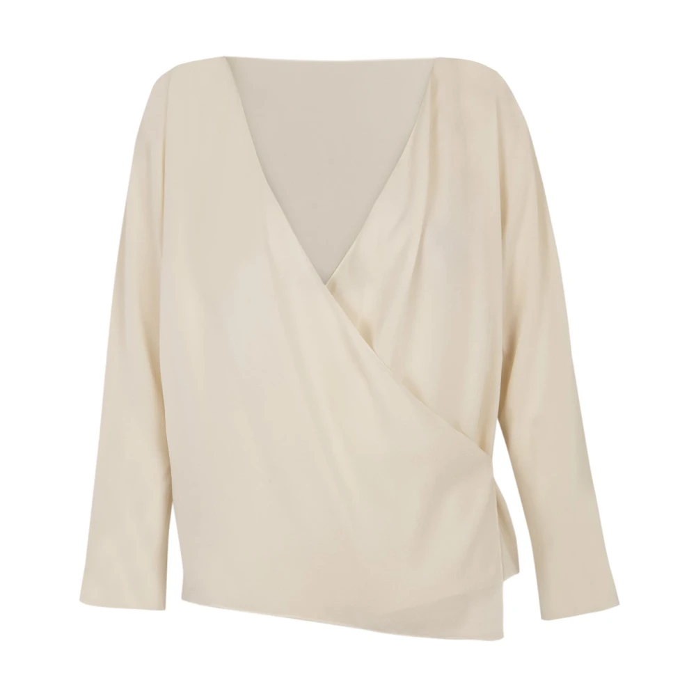 Cortana Zijden Gekruiste Blouse Dolman Mouwen Beige Dames