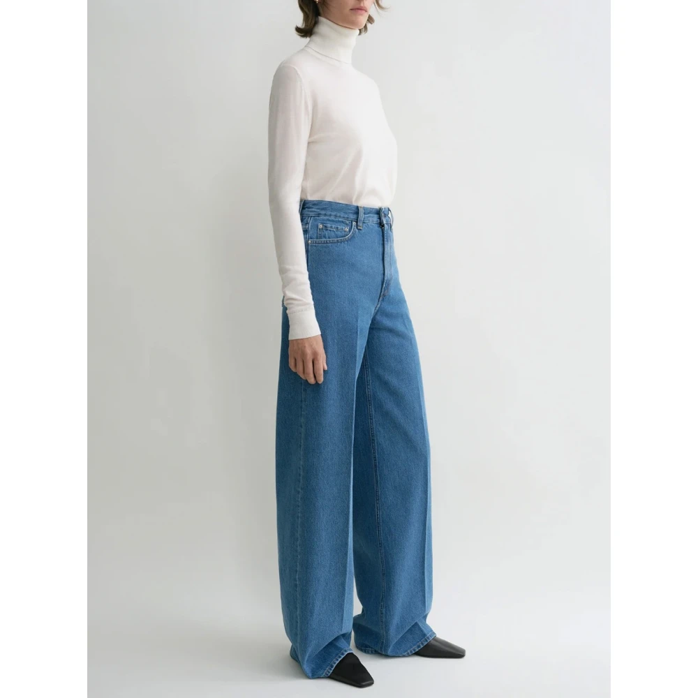 TotêMe Retro Wide Leg Denim Broek Blue Dames