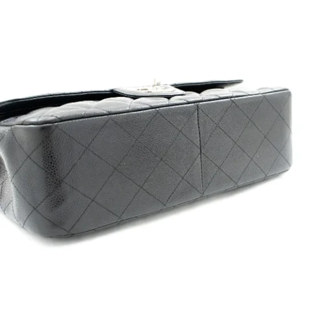 Chanel Vintage Tweedehands Zwarte Leren Chanel Schoudertas Black Dames