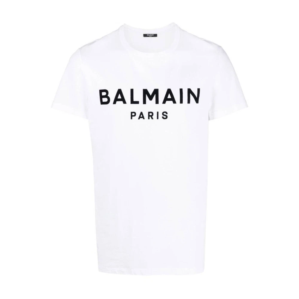Balmain Heren Paris Contrast Print T-Shirt Wit Heren