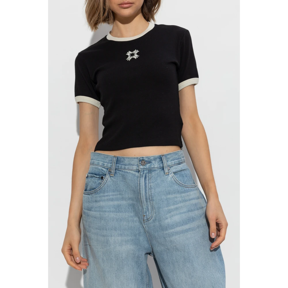 Amiri Rib gebreide top met geborduurd logo Black Dames