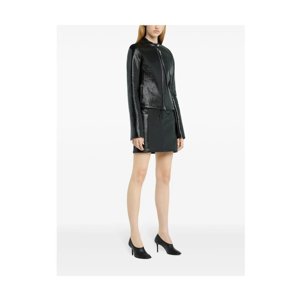 Courrèges Zwart rits buitenkleding met logo borduurwerk Black Dames