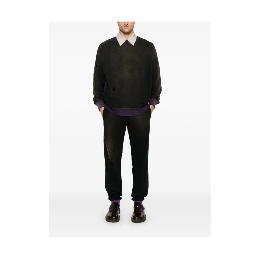 Needles Gedistresseerde katoenen jersey broek Black Heren