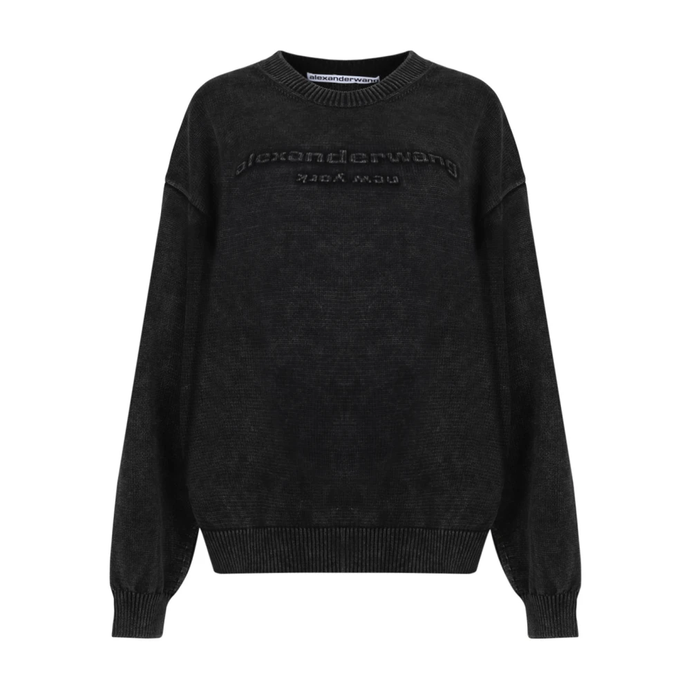 Alexander wang Zwarte Logo Ingelegde Trui Sweaters Gray Dames