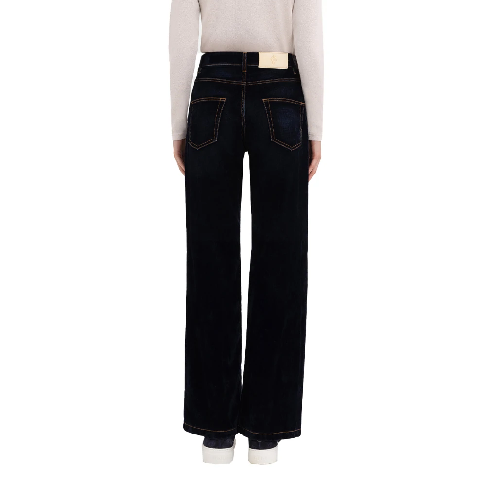 Eleventy Navy Blauwe Katoenen Broek Blue Dames