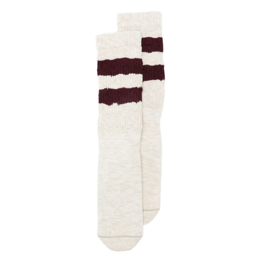 Golden Goose Unisex Beige/Golden Socks High Rib/Stripes/Ripped