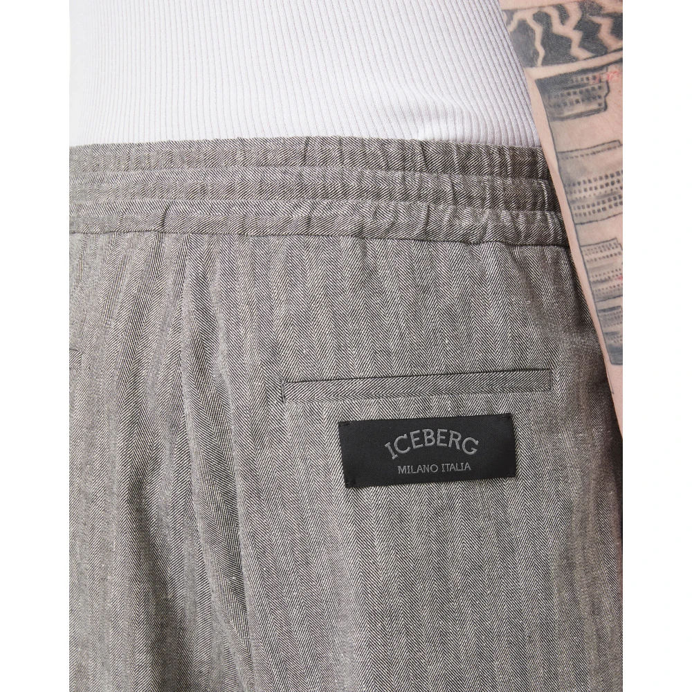 Iceberg Bermuda regular fit in wit en zwart visgraatstof Gray Heren