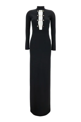 Viscose Knit Dress with Jewel Cufflinks
