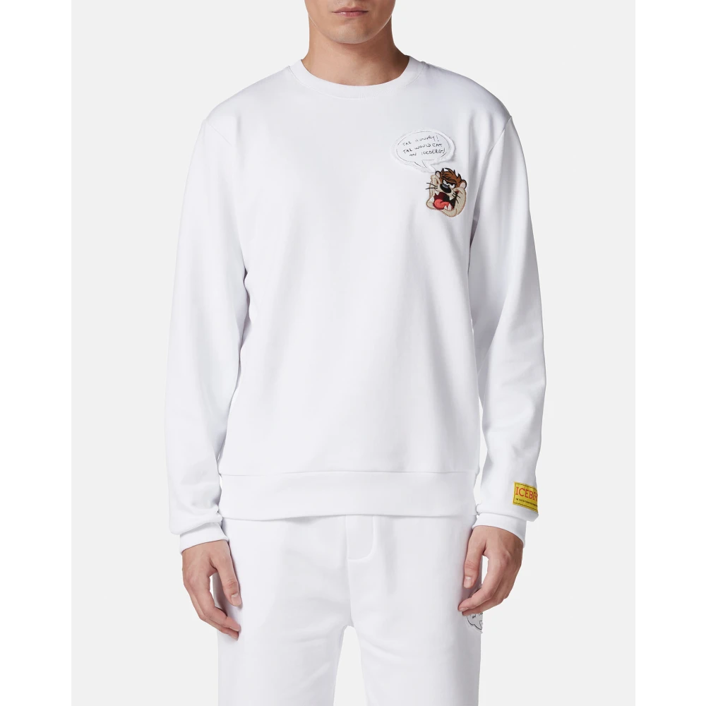 Iceberg Klassieke regular fit crewneck sweatshirt in het wit met Looney Tunes-detail White Heren