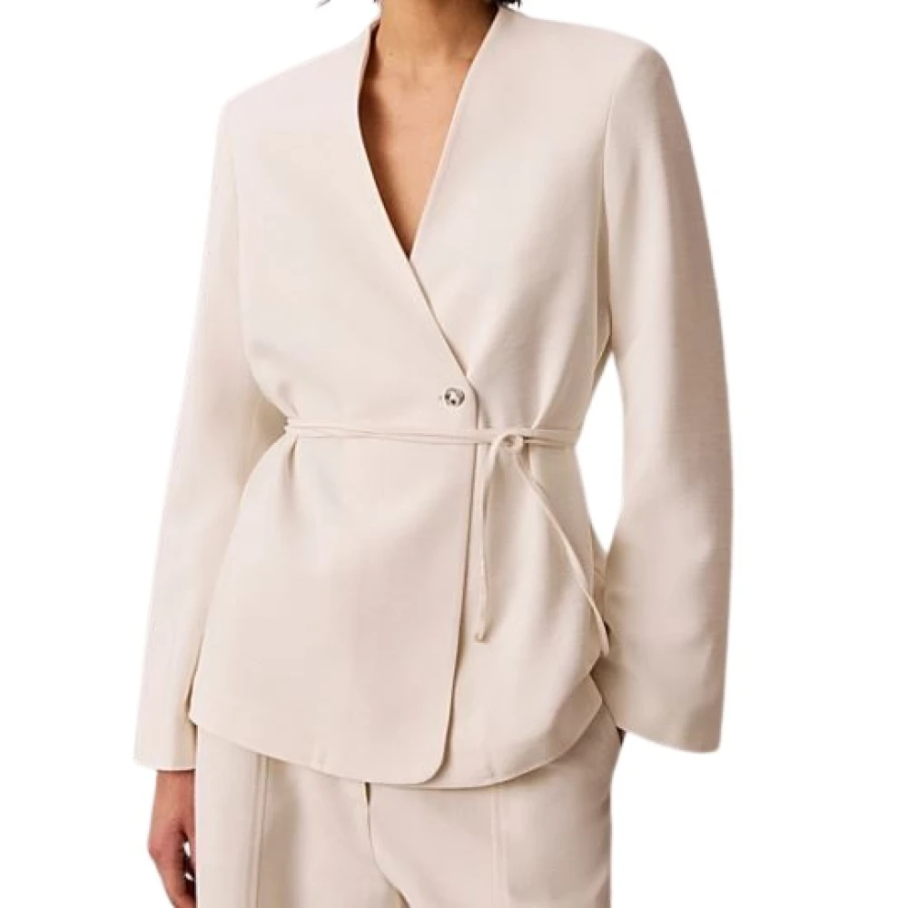 Calvin Klein Women's White Blouses, L, Blouse