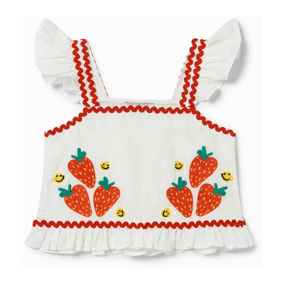 Stella Mccartney Girls White Kids Sleeveless Tops, 16 Y, Linen Cotton Blend Crop Top