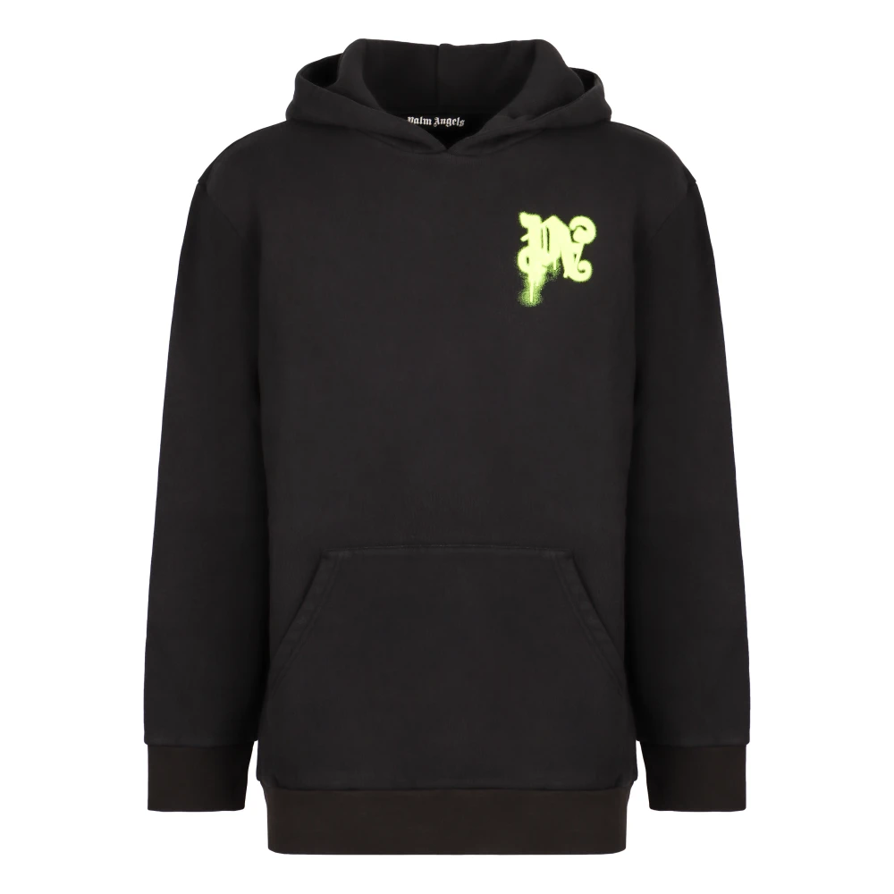 Palm Angels Mannelijk Zwart Hoodies & Sweatvesten Heren, L, Katoen, Cotton Hoodie Met Backprint