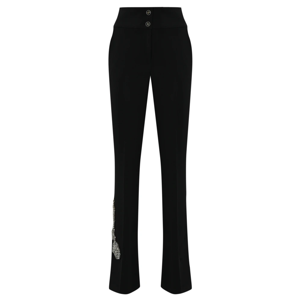 Blugirl Zwarte Bloemen Geborduurde Hoge Taille Broek Black Dames