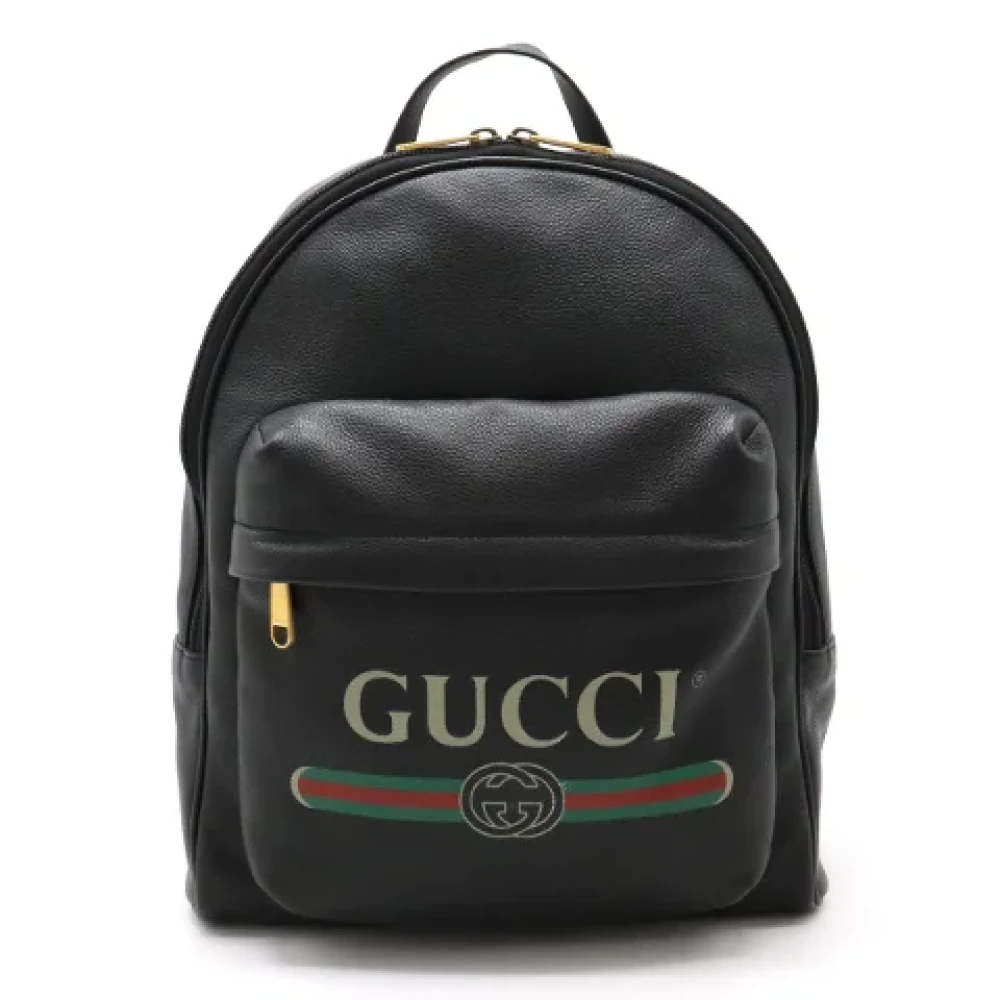 Gucci Vintage Pre-owned Leather backpacks Black Dames