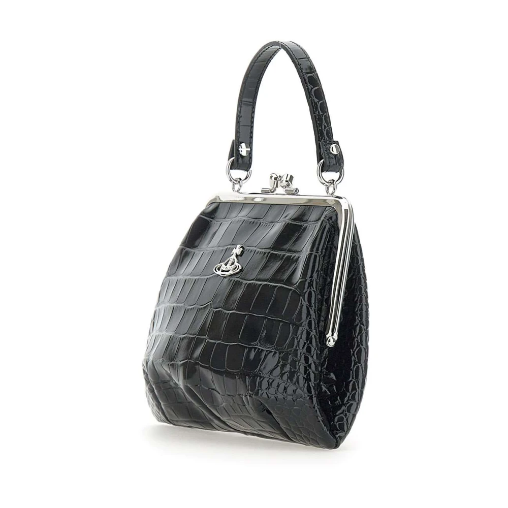 Vivienne Westwood Vintage Croc-Print Granny Frame Portemonnee Clutch Black Dames