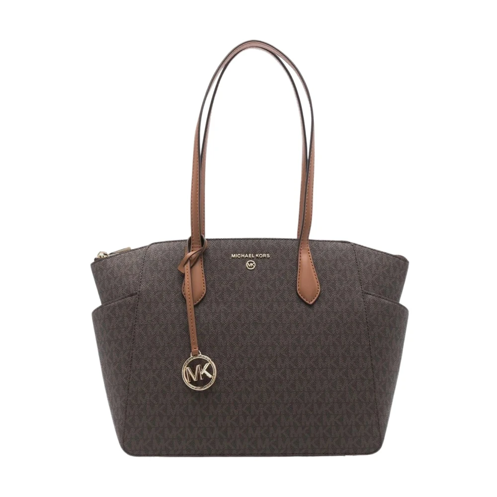 Michael Kors Logo Shopper Tote Tas Brown Dames