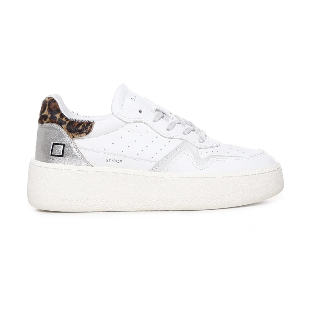 D.a.t.e. Witte leren sneaker met suède inzetstukken White Dames