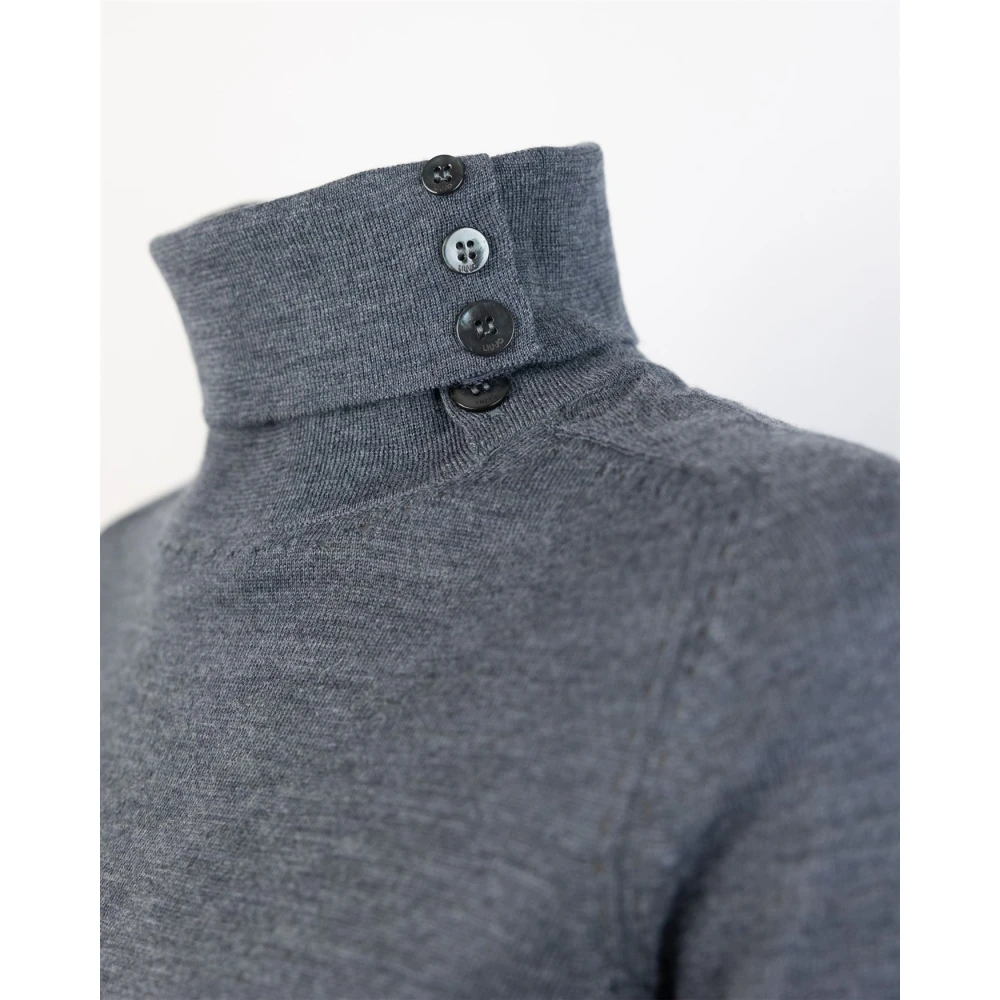 Liu Jo Grijze wollen trui met knoopkraag Gray Dames
