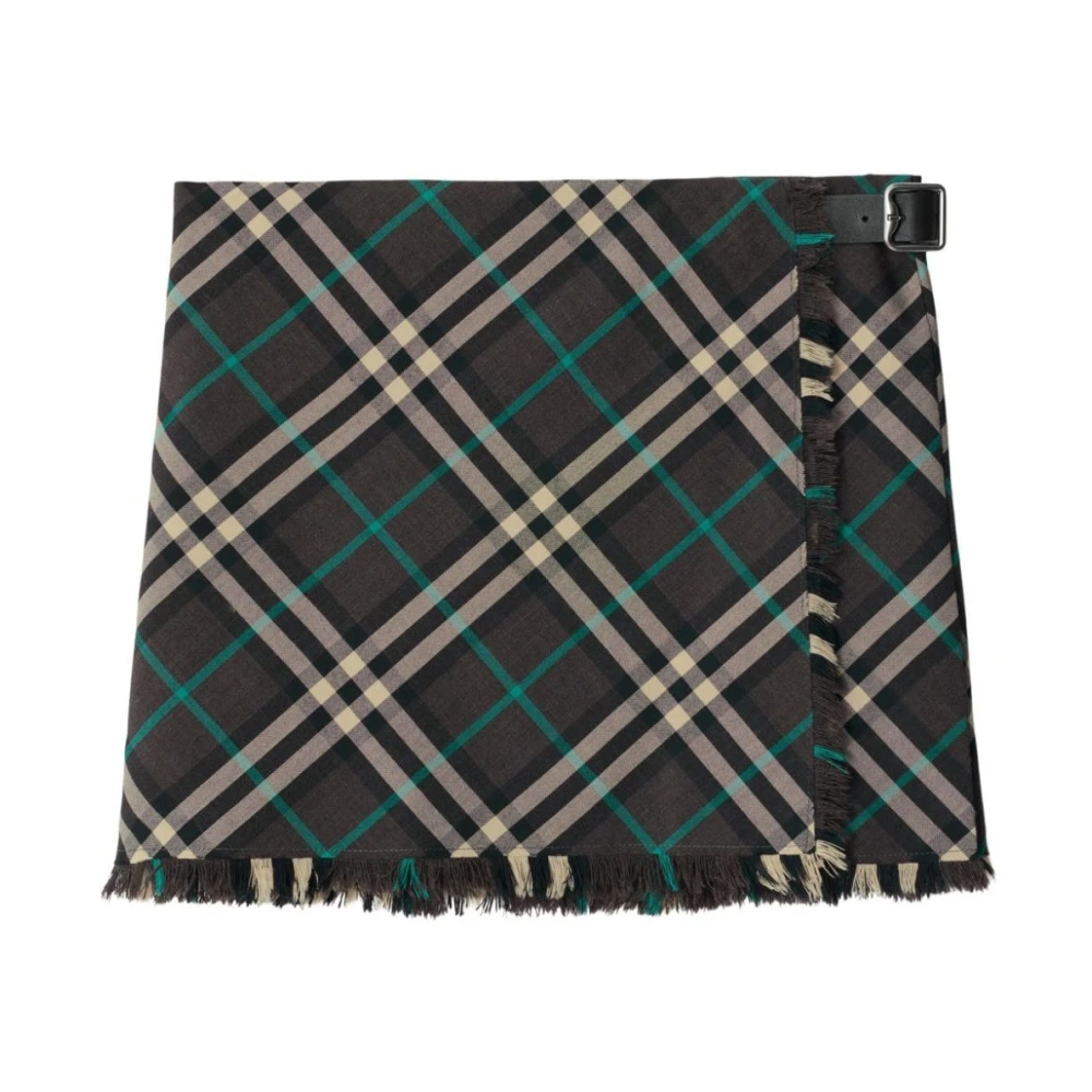 Burberry Geruite Geplooide Geruwde Rok Green Dames