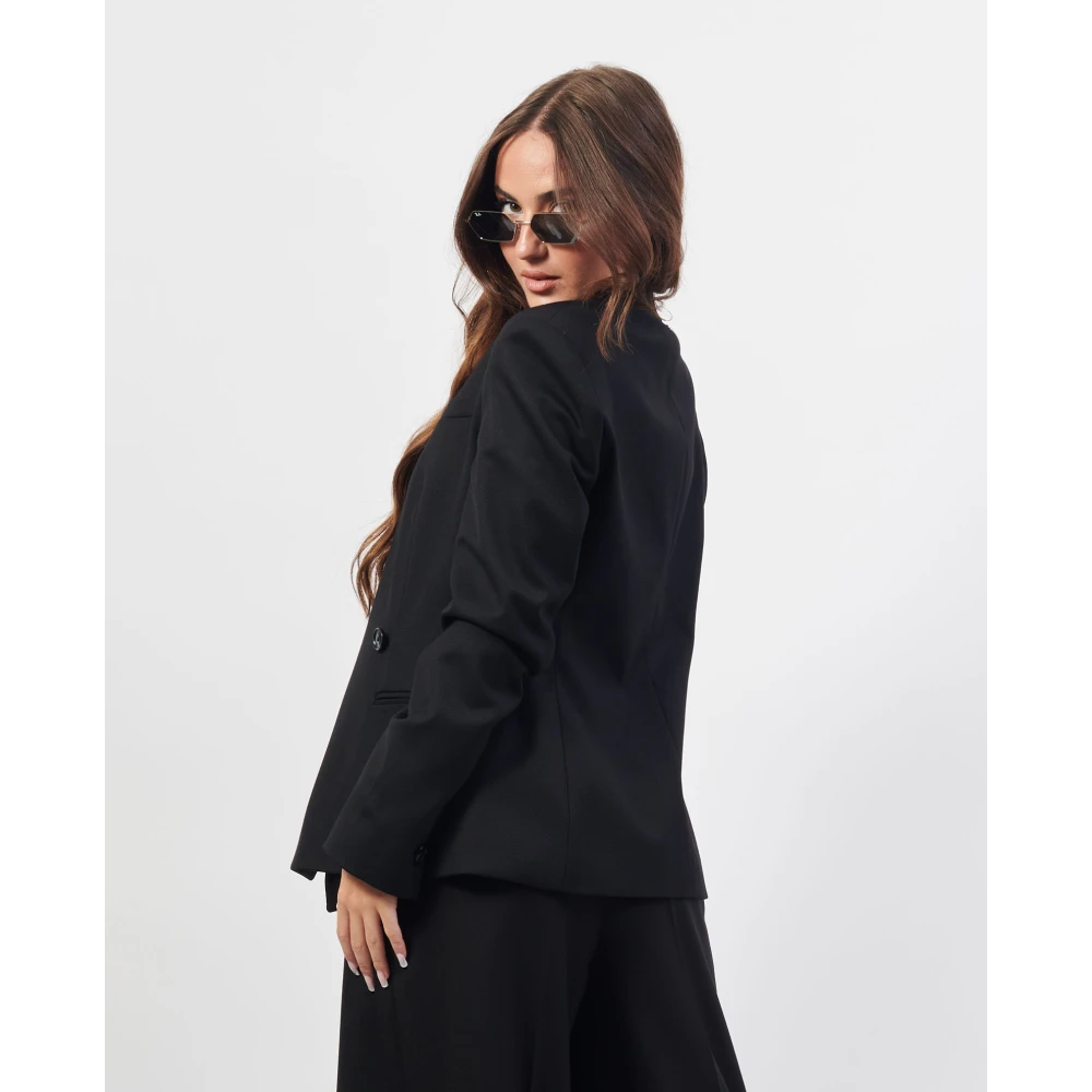 Hugo Boss Zwarte Asymmetrische Double-Breasted Damesjas Black Dames