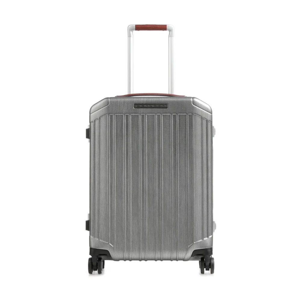 Piquadro Unisex Gray Ultra Slim 4-Wheel Cabin Trolley Luggage
