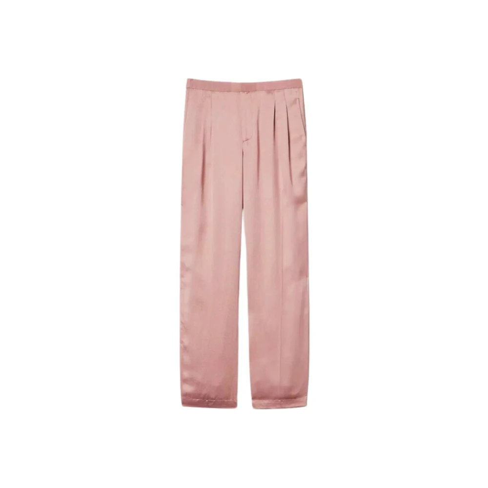 Twinset Pink Coral Pleated Trousers - Female - Straight Trousers - M - Trousers