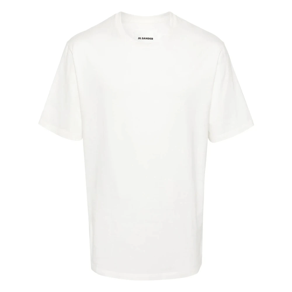 Jil Sander Logo Print Katoenen T-shirt White Heren