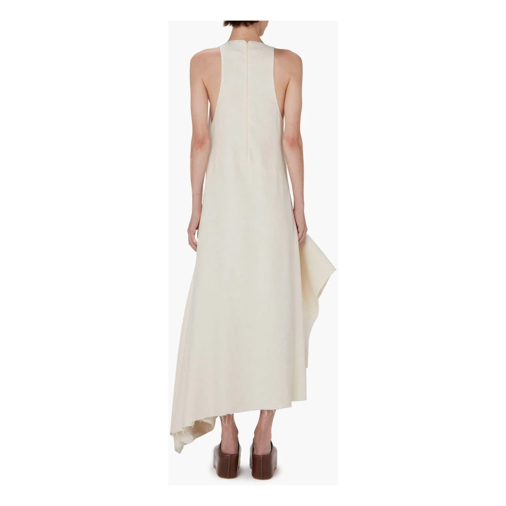 JW Anderson Flared V-Neck Panelled Dress Beige Dames